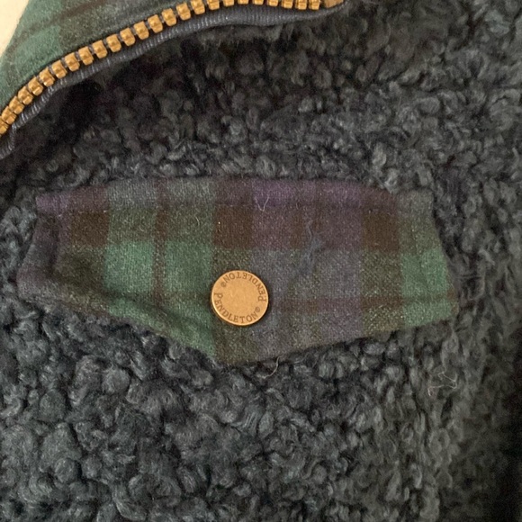 NWOT Pendleton Teddy Bear Jacket with Plaid Trim - Picture 4 of 11
